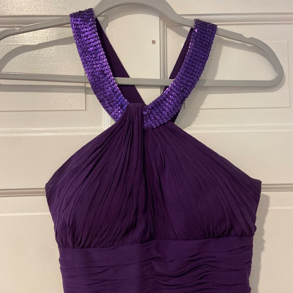 Aidan Mattox Purple Chiffon Sequin Strap Dress | Size 2 - Picture 2 of 12